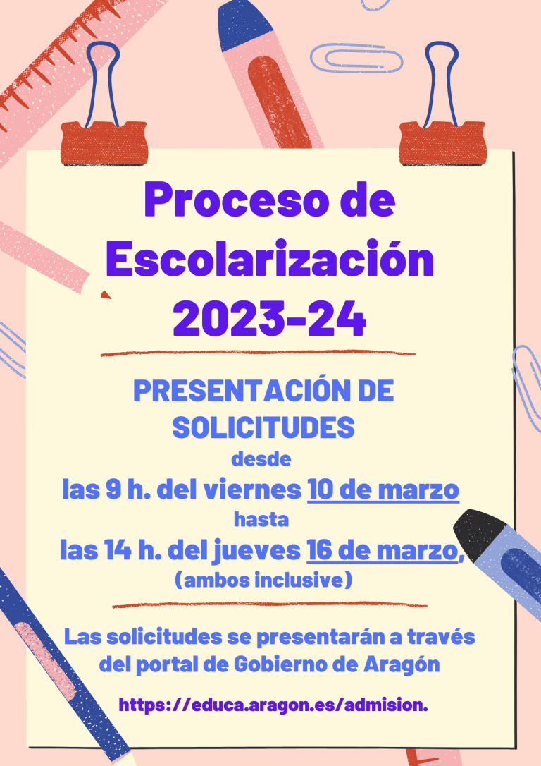 Proceso De Escolarización 2023/2024 – CEIP Jerónimo Zurita